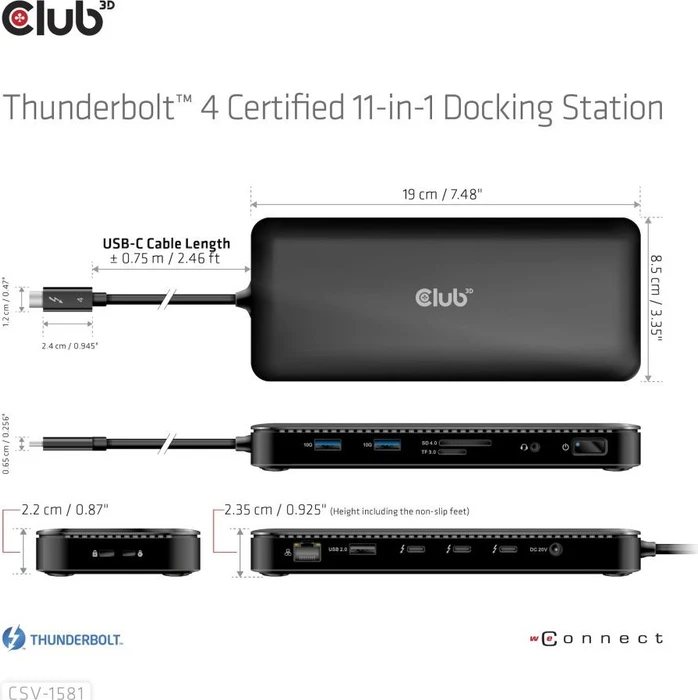 Club 3D 11-in-1 Docking-Station, Thunderbolt 4 [Stecker]