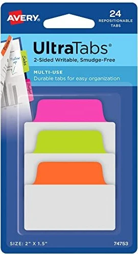 Avery-Zweckform Haftstreifen UltraTabs neon 50.8x38.1mm, mehrfarbig, 24 Blatt