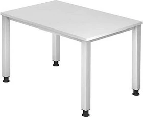 Hammerbacher Ergonomic Plus Q-Serie VQS12/W Schreibtisch 120x80cm weiß/silber
