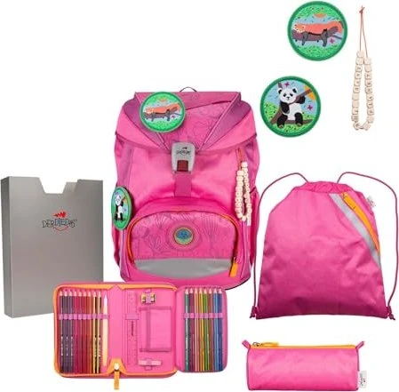DerDieDas ErgoFlex Exklusiv Eco Pink Planet Schulrucksack-Set, 5-tlg.