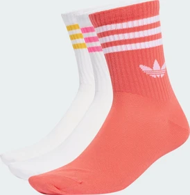 adidas 3-Streifen Crew Socken white/lucid pink/preloved scarlet, 3 Paare