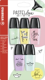 STABILO Boss Mini Pastellove minzgrün/pastelltürkis/pastellrosa/pastellviolett/pastellgelb, 5er-Set