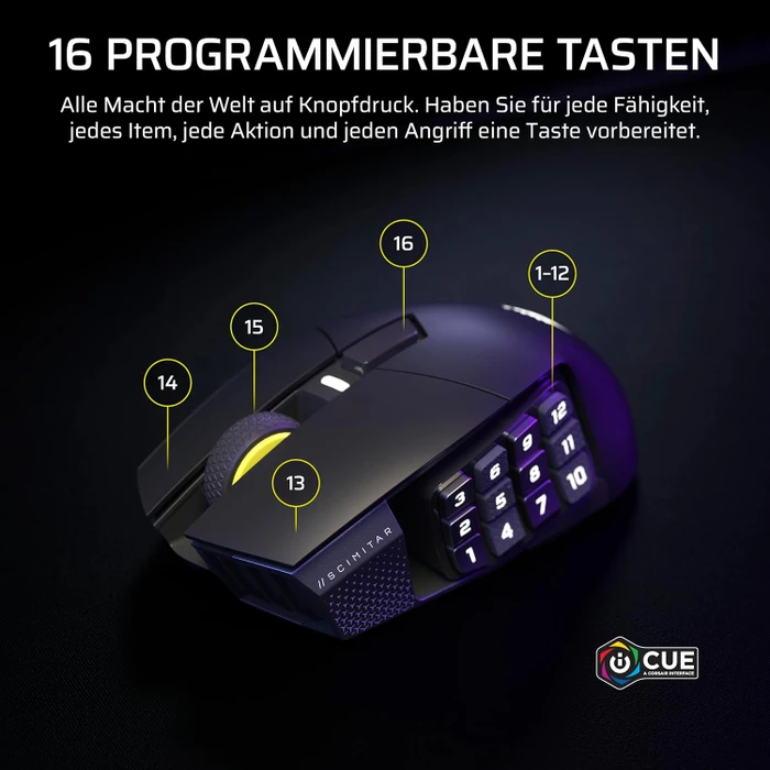 Corsair Scimitar Elite Wireless SE MMO, Gun Metal schwarz, USB/Bluetooth