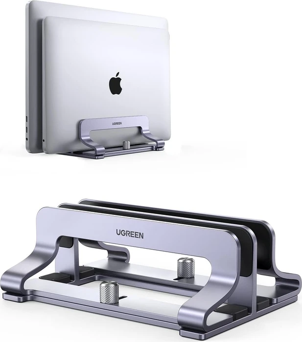 Ugreen Vertikaler Laptopständer, 2 Slot, grau, verstellbar