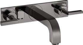 Hansgrohe Axor Citterio 3-Loch Waschtischarmatur für Wandmontage mit Hebelgriffen und Platte polished black chrome