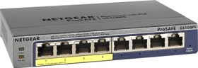Netgear ProSAFE Plus GS100 Desktop Gigabit Smart Switch, 8x RJ-45, 53W PoE (GS108PE)