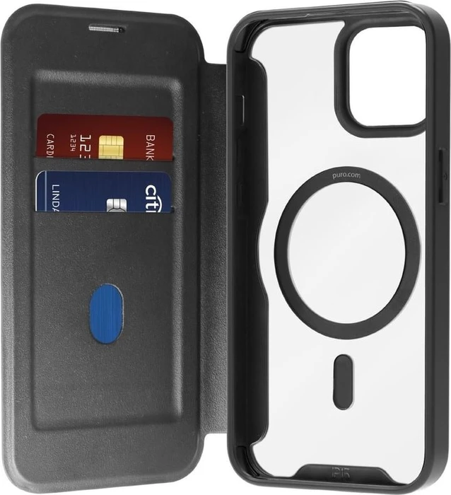 Puro Book Mag Case für Apple iPhone 16 schwarz