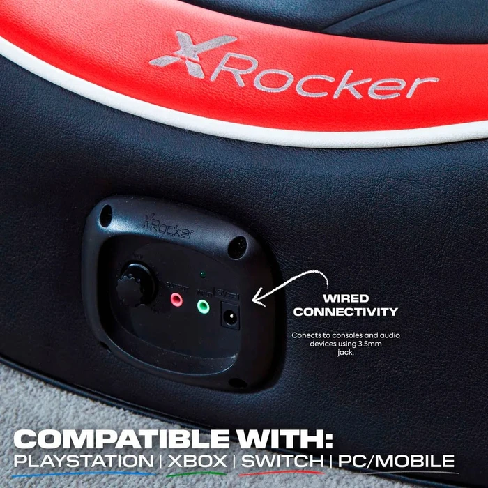 X Rocker Shadow 2.0 Audio Floor Rocker Gaming-Bodensessel für Kinder/Jugendliche, schwarz/rot