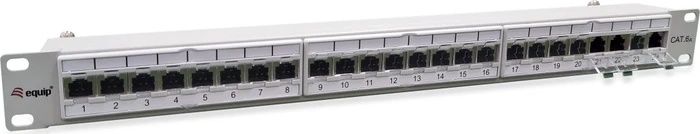 Equip Patchpanel Cat6a, Premium, geschirmt, 19", 24-Port, 1HE, 19", 1HE, grau