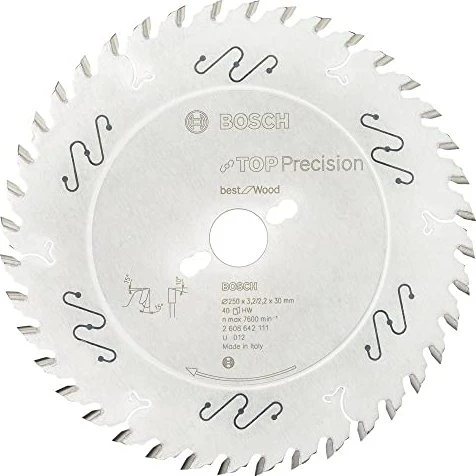 Bosch Professional Top Precision Best for Wood Kreissägeblatt 40Z, 250x2.2x30mm, 1 Stück