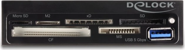 DeLOCK 3.5" 6 Slot + USB-A Multi-Slot-Cardreader, USB 3.0 19-Pin Stecksockel [Stecker]