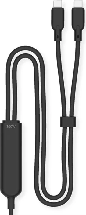 Value USB-C Splitter Y-Kabel, 100W, USB-C [Stecker] auf 2x USB-C [Stecker], 1.8m, schwarz