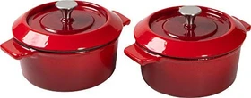 Woll Iron Guss-Mini-Kasserolle mit Deckel 10cm rot, 2 Stück