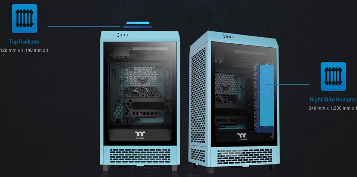 Thermaltake The Tower 200 Turquoise, türkis, Glasfenster, Mini-ITX