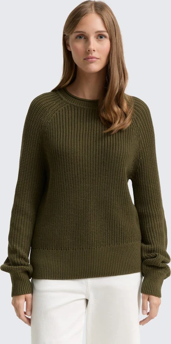 Tom Tailor Strickpullover mit leichten Ballonärmeln Strickpullover grape leaf green (Damen)