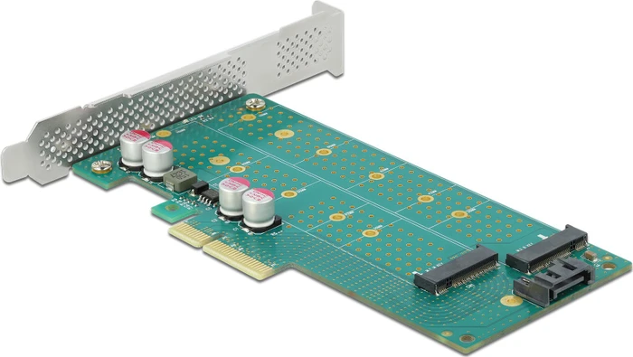 DeLOCK PCIe -> M.2 PCIe, SATA -> M.2 SATA, PCIe 4.0 x4 -- 1x SATA, 2x M.2, PCIe 4.0 x4