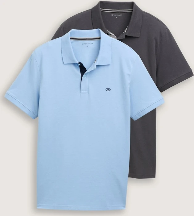Basic, 2er Pack Poloshirt kurzarm blau (Herren)