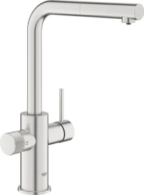 Grohe Blue Pure Minta Einzelarmatur mit herausziehbarem Mousseurauslauf supersteel