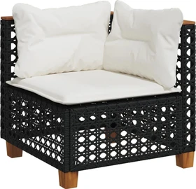 vidaXL Eck-Gartensofa mit Kissen schwarz/weiß