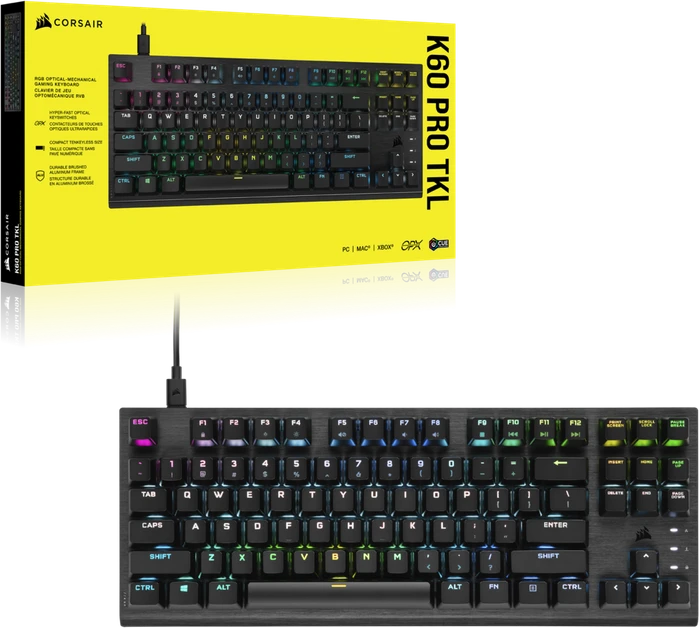 Corsair K60 PRO TKL RGB, Corsair OPX, USB, DE