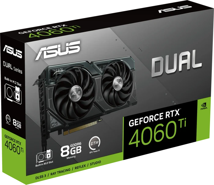 ASUS Dual GeForce RTX 4060 Ti SSD, DUAL-RTX4060TI-8G-SSD, 8GB GDDR6, HDMI, 3x DP