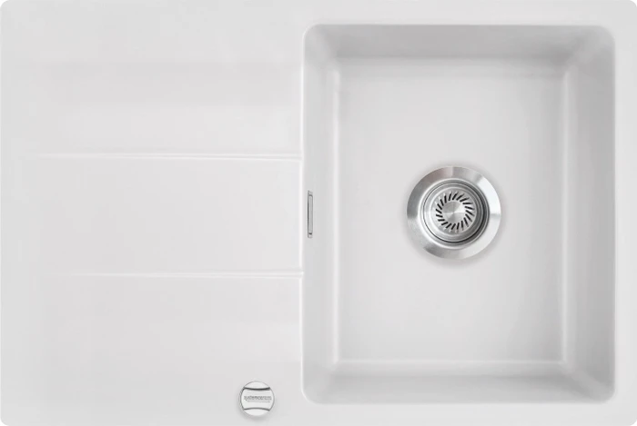 systemceram Genea 75 F Einbau Becken reversibel mit Ablauffernbedienung satin