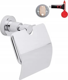 tesa Loxx Toilettenrollenhalter mit Deckel inkl. Klebelösung chrom/weiß