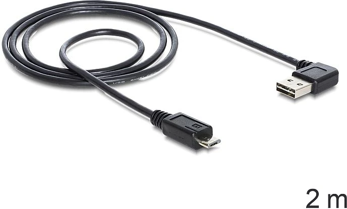 DeLOCK EASY-USB 2.0 Kabel, USB-A 90° horizontal gewinkelt [Stecker] auf Micro-B [Stecker], 2m