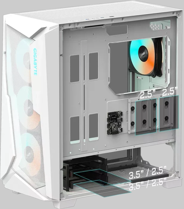 GIGABYTE C301 Glass White V2, weiß, Glasfenster