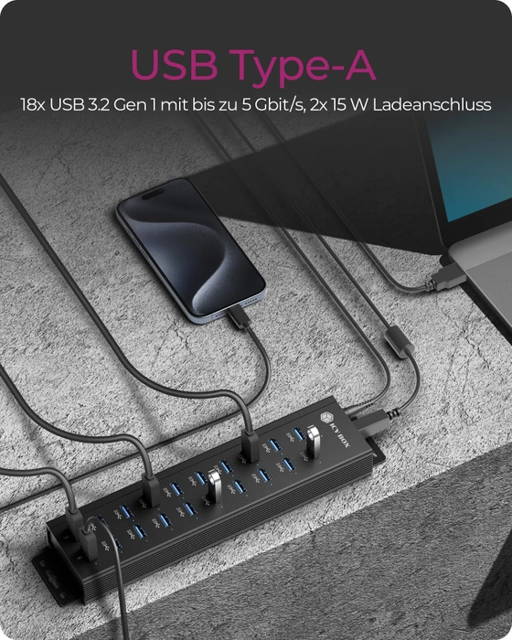 RaidSonic Icy Box IB-HUB1720-U3, USB-B 3.0 [Buchse]