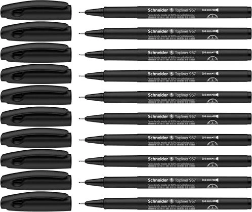 Schneider Topliner 967 Fineliner schwarz, 10er-Pack