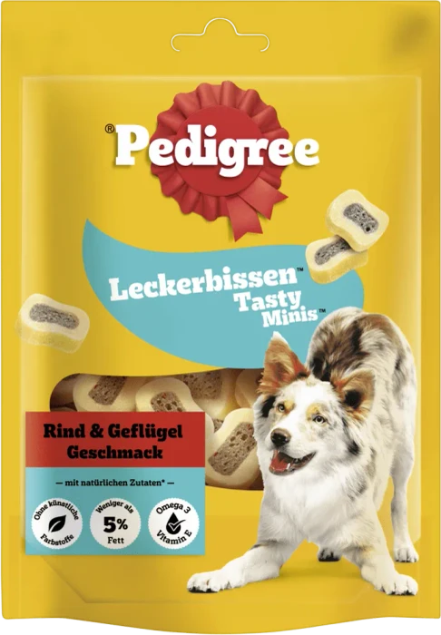 Pedigree Tasty Minis, Leckerbissen Rind & Geflügel Geschmack, 155g