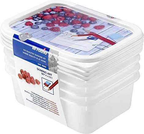 Rotho Domino Gefrierdose Aufbewahrungsbehälter 500ml, 4 Stück