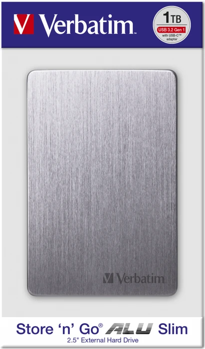 Verbatim Store 'n' Go ALU Slim, Space Grey, 1TB, USB 3.0 Micro-B