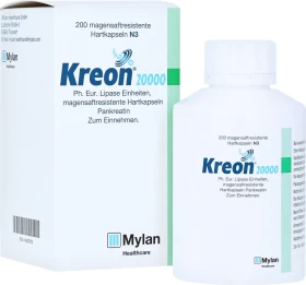 Kreon 20.000 Ph.Eur.Lipase Einheiten magensaftresistent Hartkapseln, 200 Stück