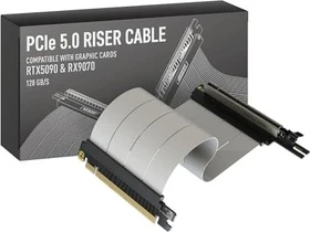 LinkUP AVA5 v4 ITX Armour Riser Kabel, links gerichtet, gewinkelt, PCIe 5.0, 250mm, weiß