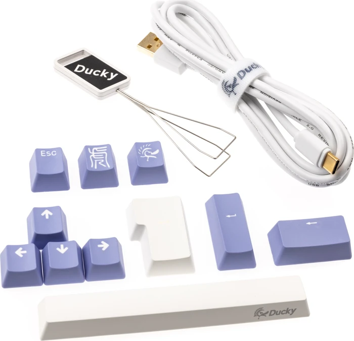 Ducky One 2 Pro Mini, PBT, weiß, LEDs RGB, MX RGB BLACK, USB, DE