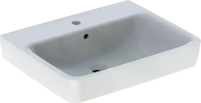 Geberit Renova Plan Aufsatzwaschtisch 60cm, Hahnloch mittig, mit Überlauf, weiß