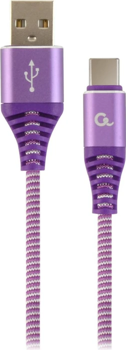 Gembird Premium Cotton Braided Type-C USB Charging And Data Cable 2.0m violett