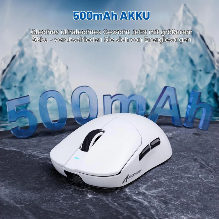 Attack Shark X8 Plus Tri-mode Wireless Gaming Mouse, weiß, inkl. C06 Ultra LED Kabel, USB/Bluetooth