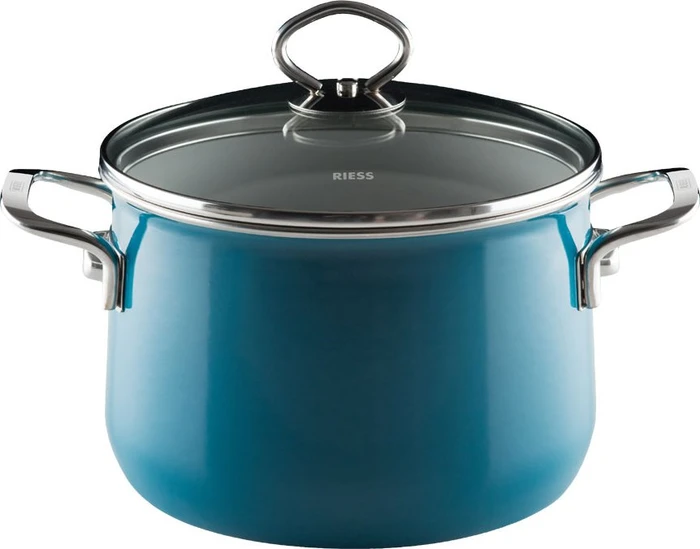 Riess Nouvelle Aquamarin Top 3000 Fleischtopf mit Glasdeckel 20cm 4l