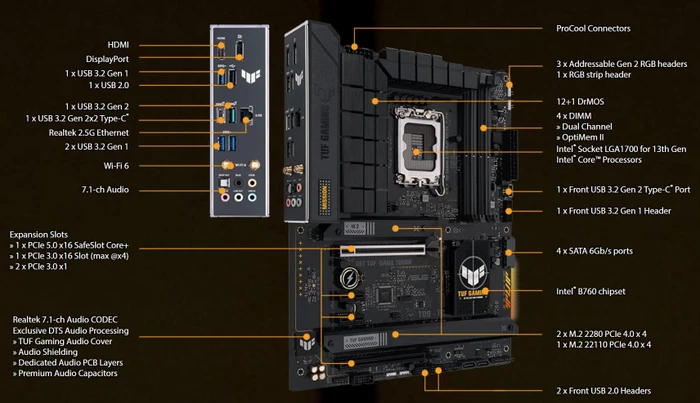 ASUS TUF Gaming B760-Plus WIFI D4 (Intel 1700)