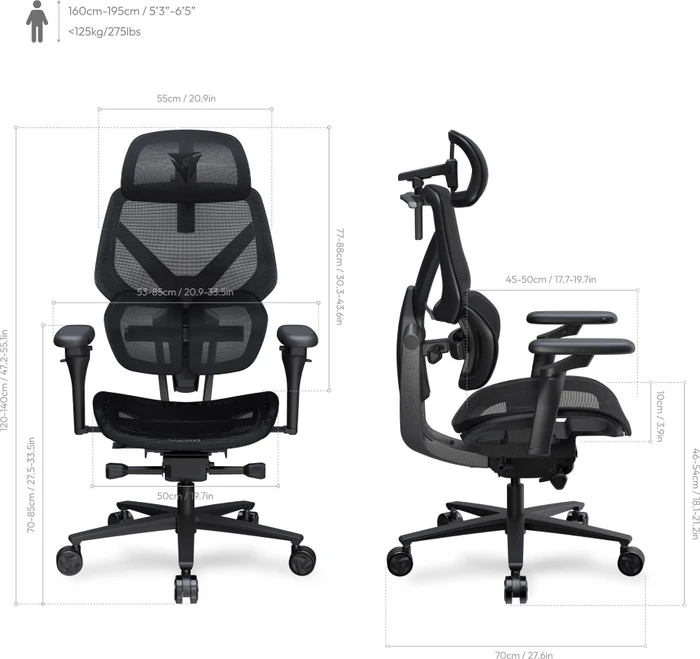 Thunder X3 Flex Pro Mesh Black Gamingstuhl, schwarz