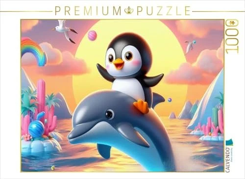 Calvendo Ein Delphin als Fortbewegungsmittel für einen kleinen Pinguin
