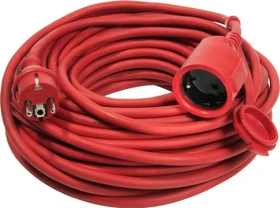as-Schwabe leichtes Gummi Verlängerungskabel IP44 rot, H05RR-F 3G1.5,  5m
