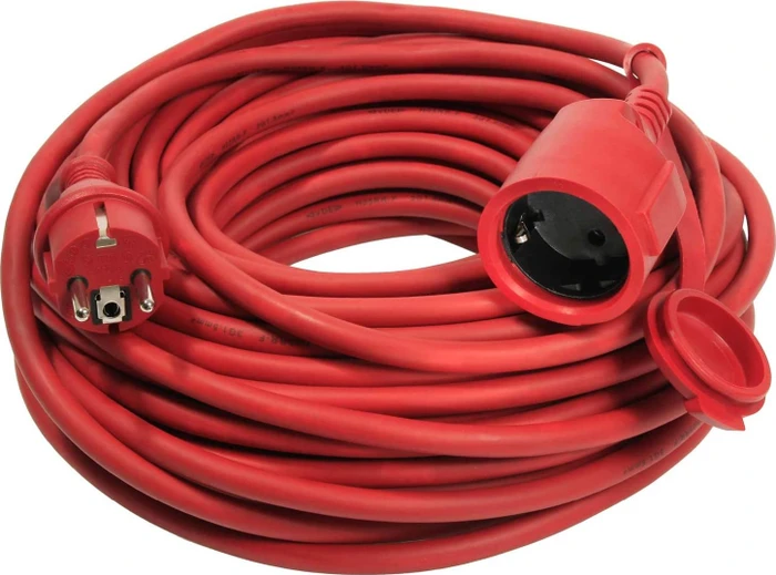 as-Schwabe leichtes Gummi Verlängerungskabel IP44 rot, H05RR-F 3G1.5, 10m