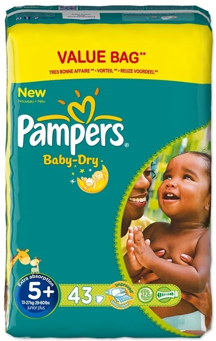 Pampers Baby-Dry Gr.5+ Einwegwindel, 13-27kg, 43 Stück
