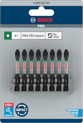 Bosch Professional Impact Control Pozidriv Bitset, 8-tlg.