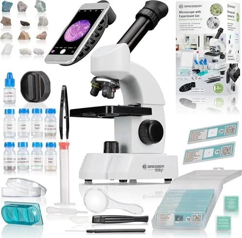 Bresser Junior Mikroskop 40x-640x mit smartem Experimentier-Set