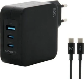 Mobilis Wall Charger GaN 100W 2x USB-C + USB-A schwarz